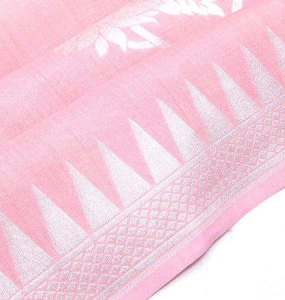 Banarasi Tussar Georgette Floral Printed Peach Saree