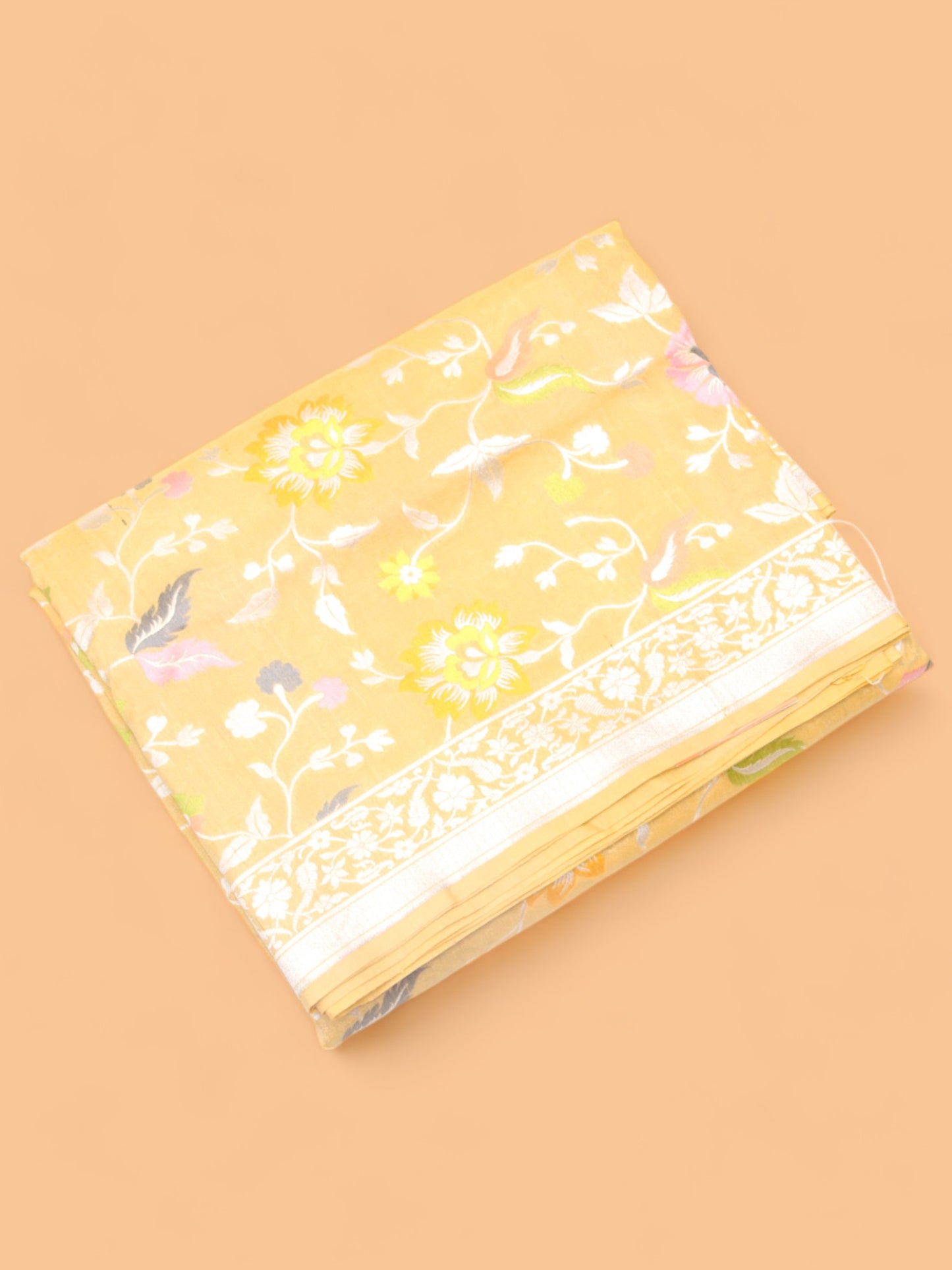 Banarasi Tussar Georgette Jaal Yellow Saree