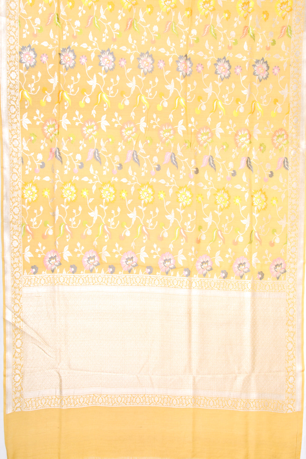Banarasi Tussar Georgette Jaal Yellow Saree