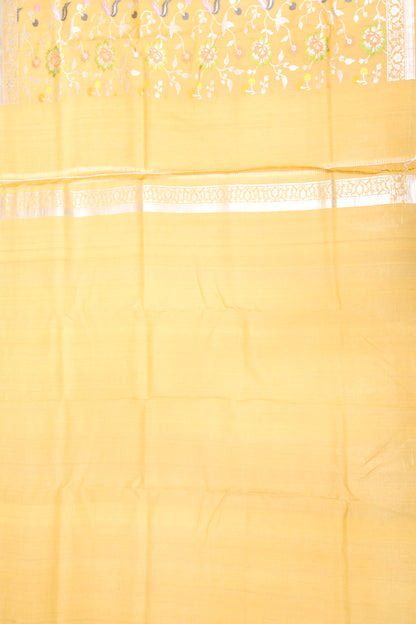 Banarasi Tussar Georgette Jaal Yellow Saree
