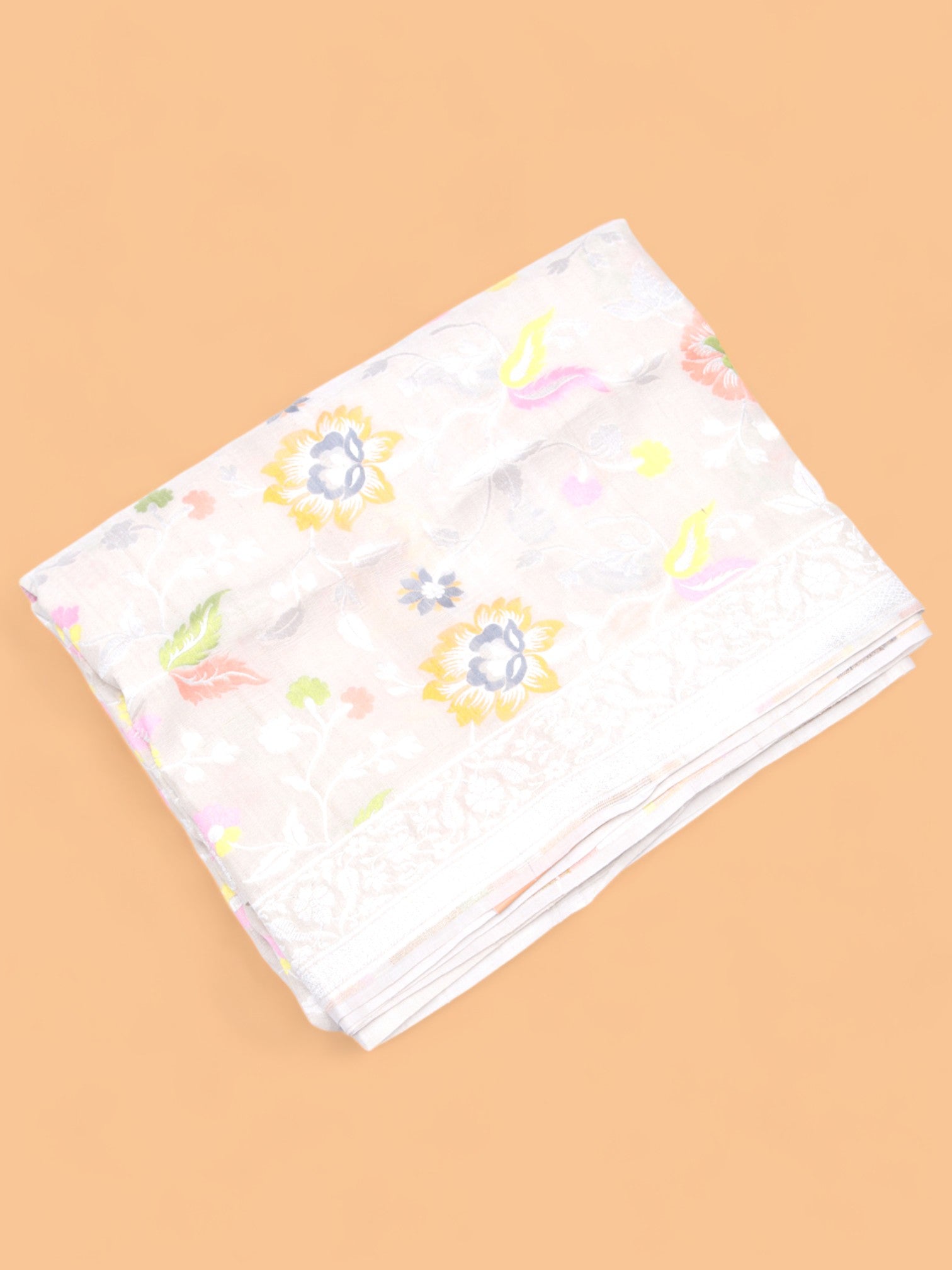 Banarasi Tussar Georgette Jaal Cream Saree