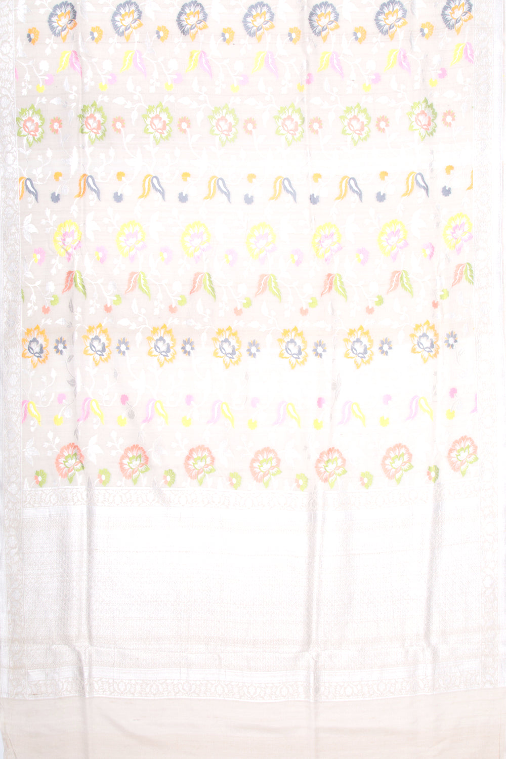 Banarasi Tussar Georgette Jaal Cream Saree