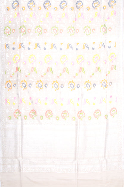 Banarasi Tussar Georgette Jaal Cream Saree