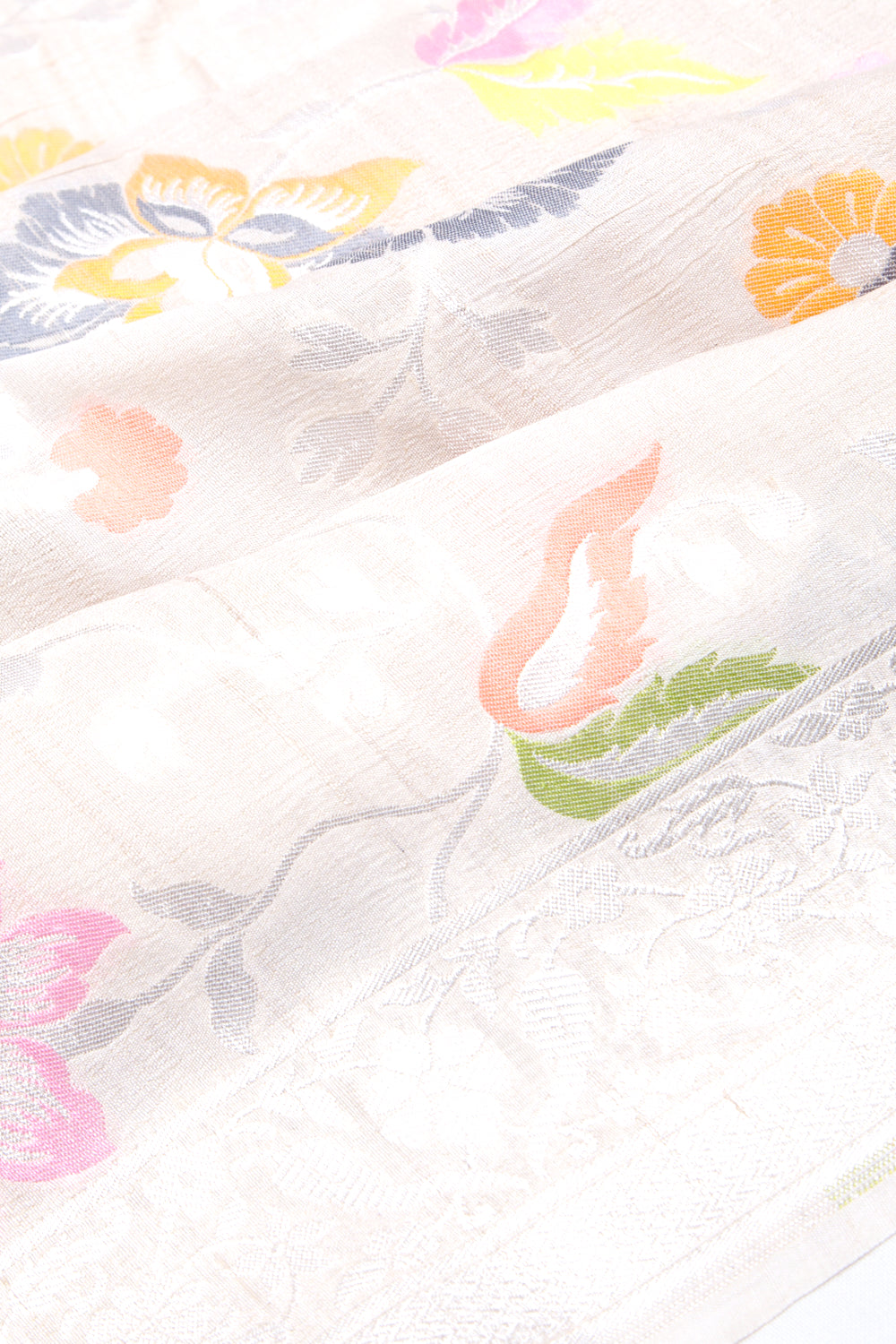 Banarasi Tussar Georgette Jaal Cream Saree