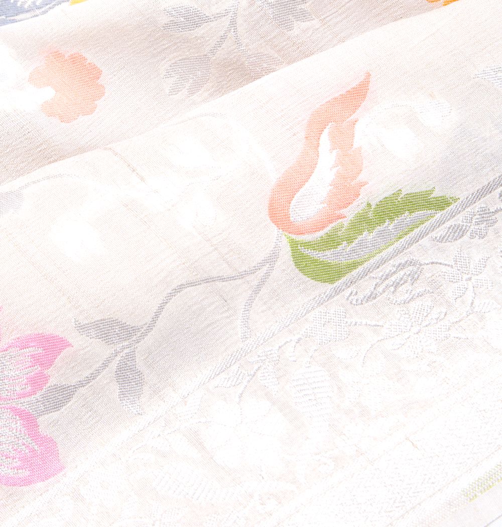 Banarasi Tussar Georgette Jaal Cream Saree