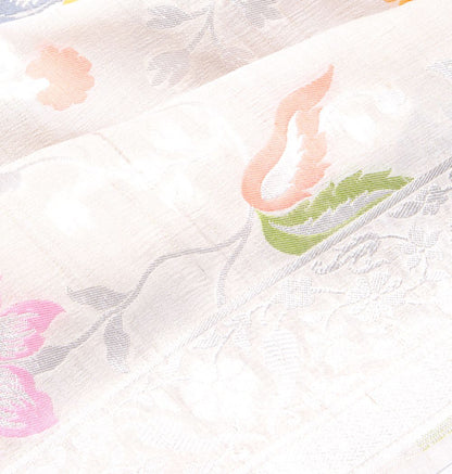 Banarasi Tussar Georgette Jaal Cream Saree