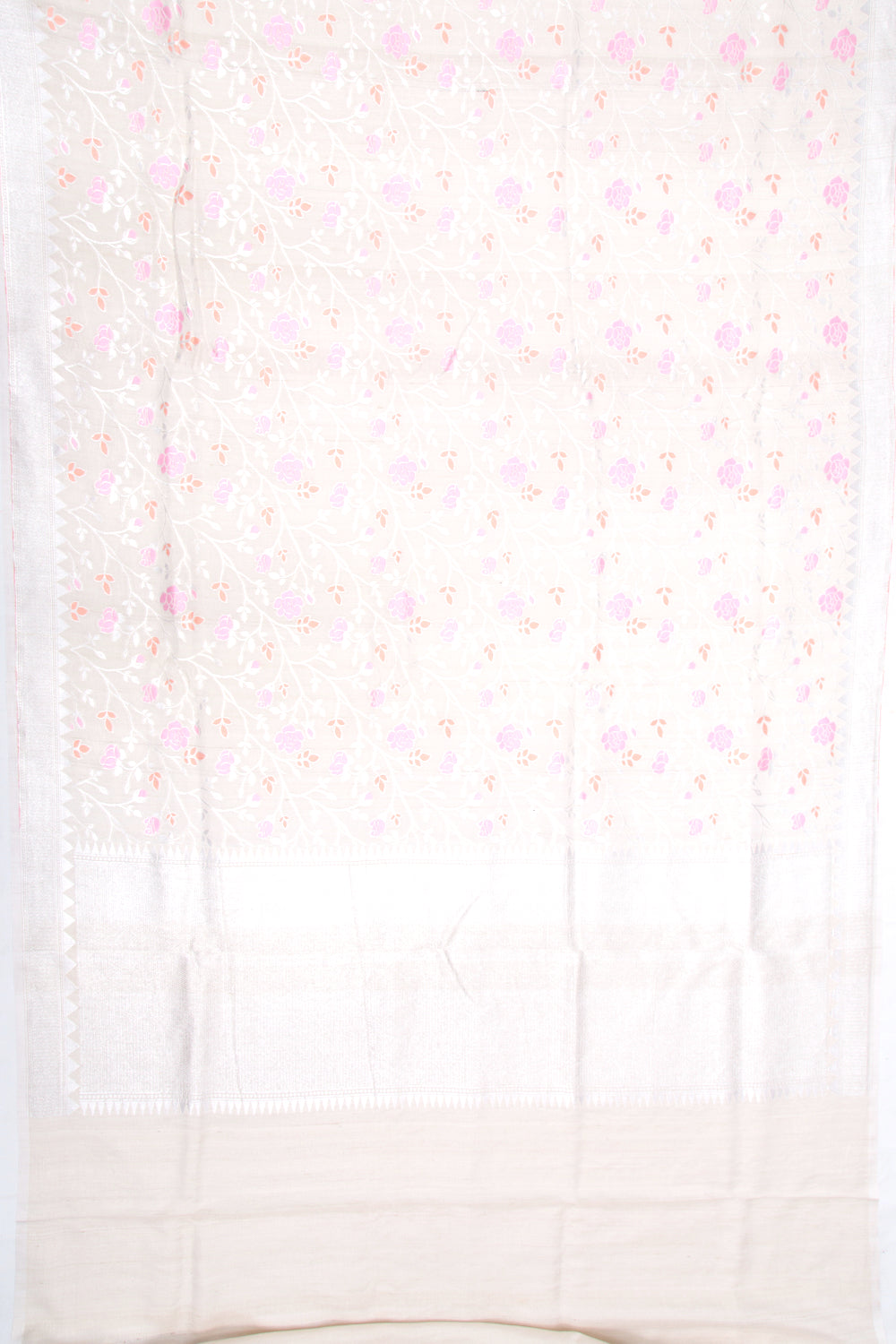 Banarasi Tussar Georgette Brocade Cream Saree