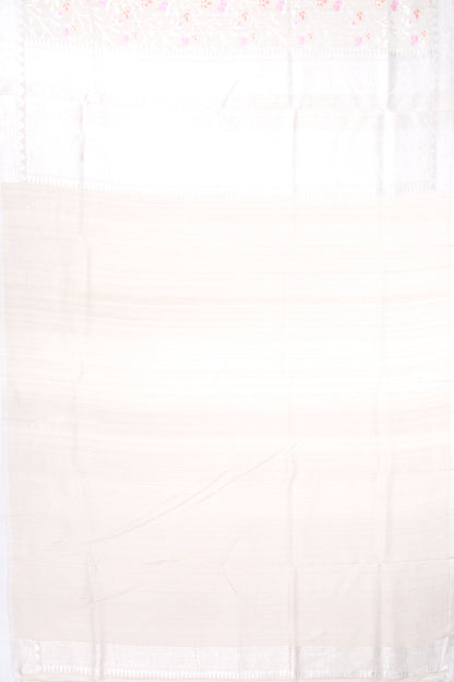 Banarasi Tussar Georgette Brocade Cream Saree