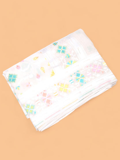 Banarasi Tussar Georgette Jaal Cream Saree