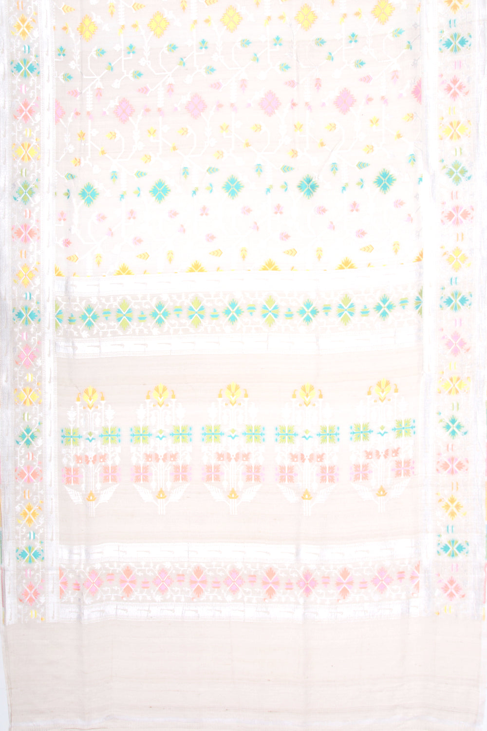 Banarasi Tussar Georgette Jaal Cream Saree