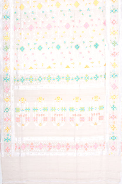 Banarasi Tussar Georgette Jaal Cream Saree