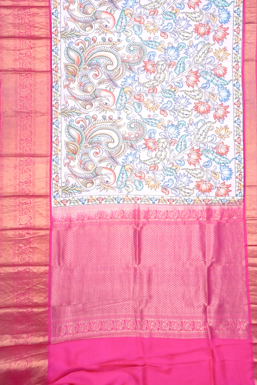 Soft Silk Floral Printed Baby Pink Saree