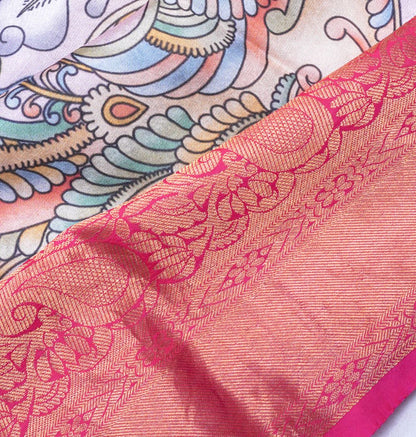 Soft Silk Floral Printed Baby Pink Saree