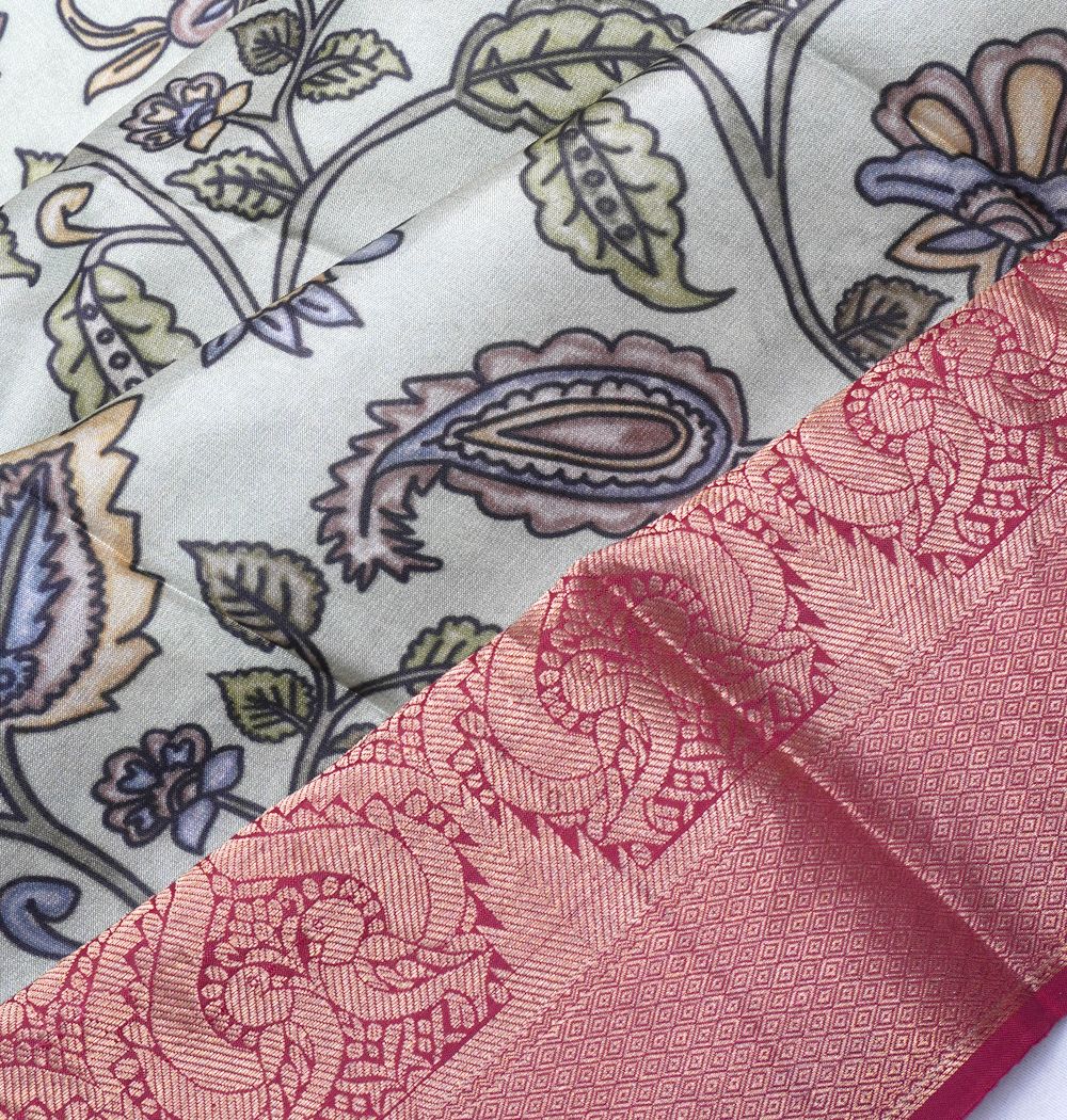 Soft Silk Floral Printed Pastel Green Saree