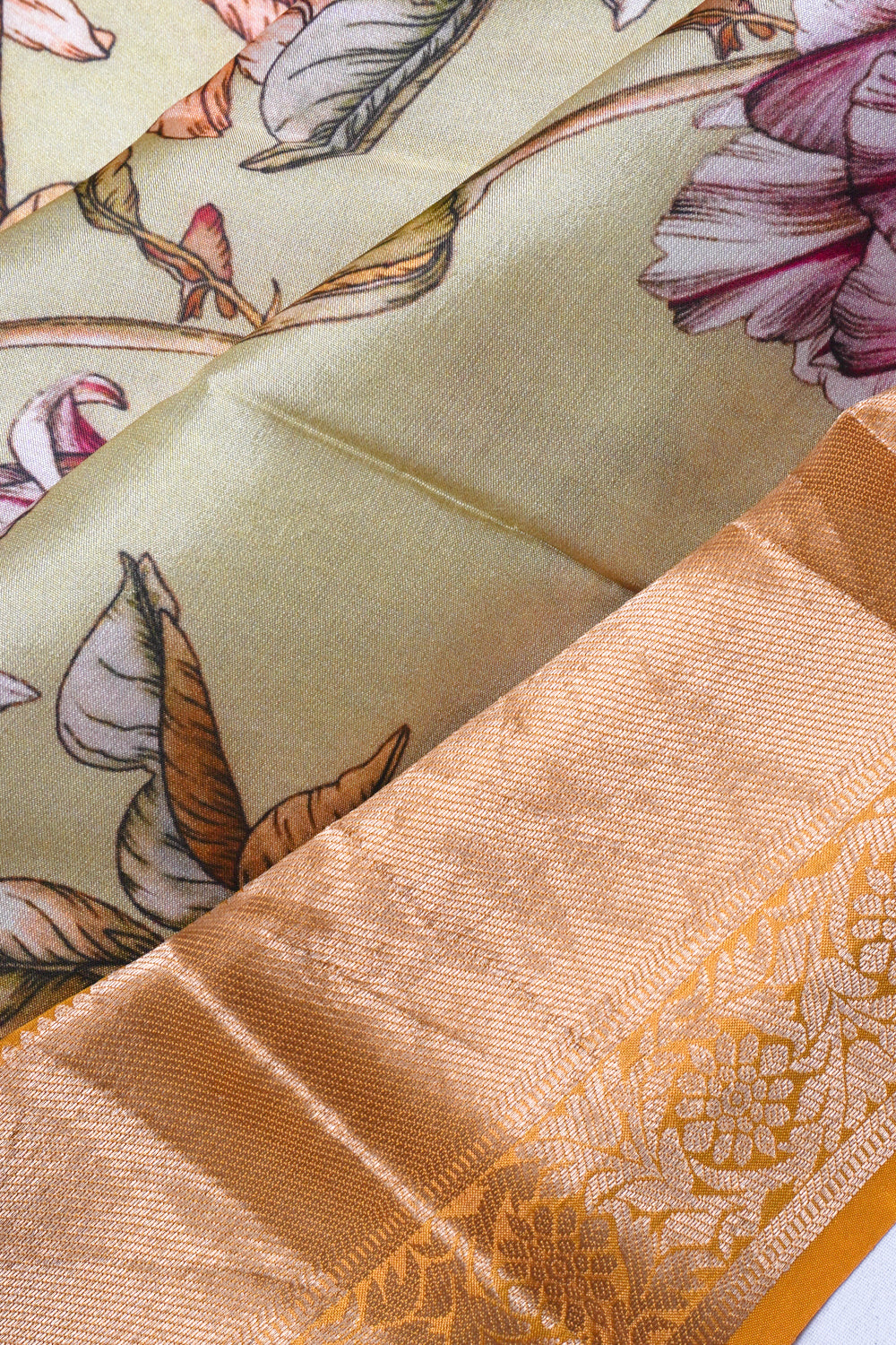 Soft Silk loral Printed Pastel Green Saree