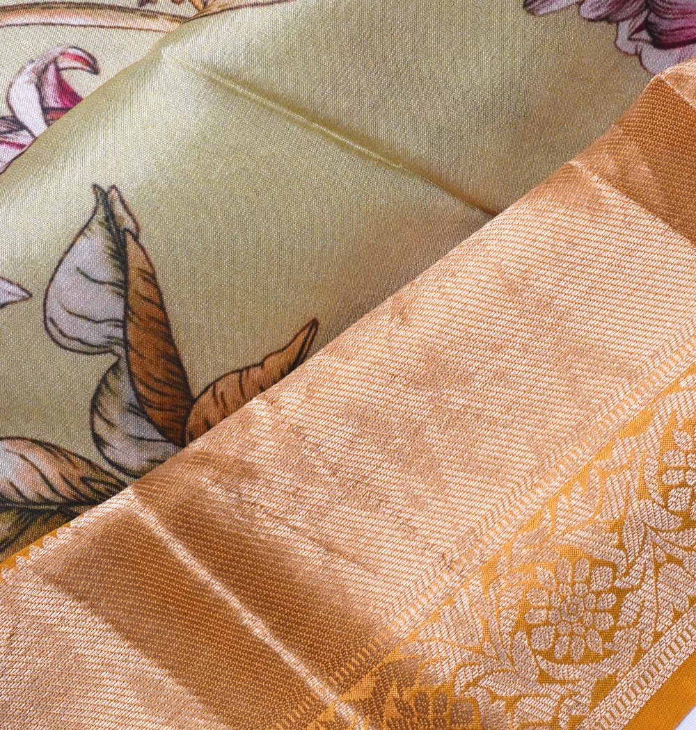 Soft Silk loral Printed Pastel Green Saree