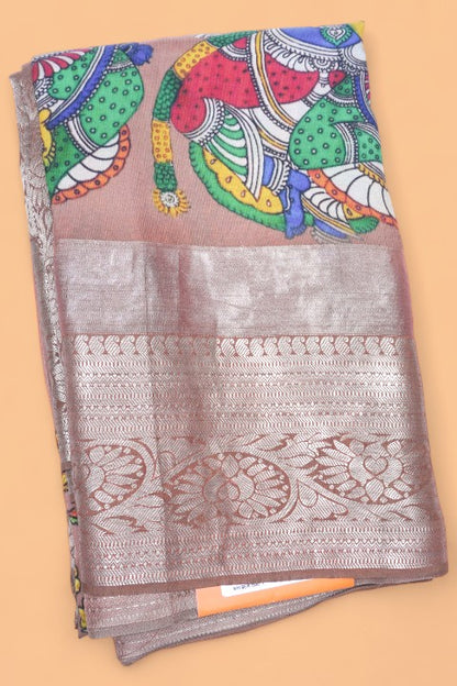 Soft Silk Floral Printed Brown Saree