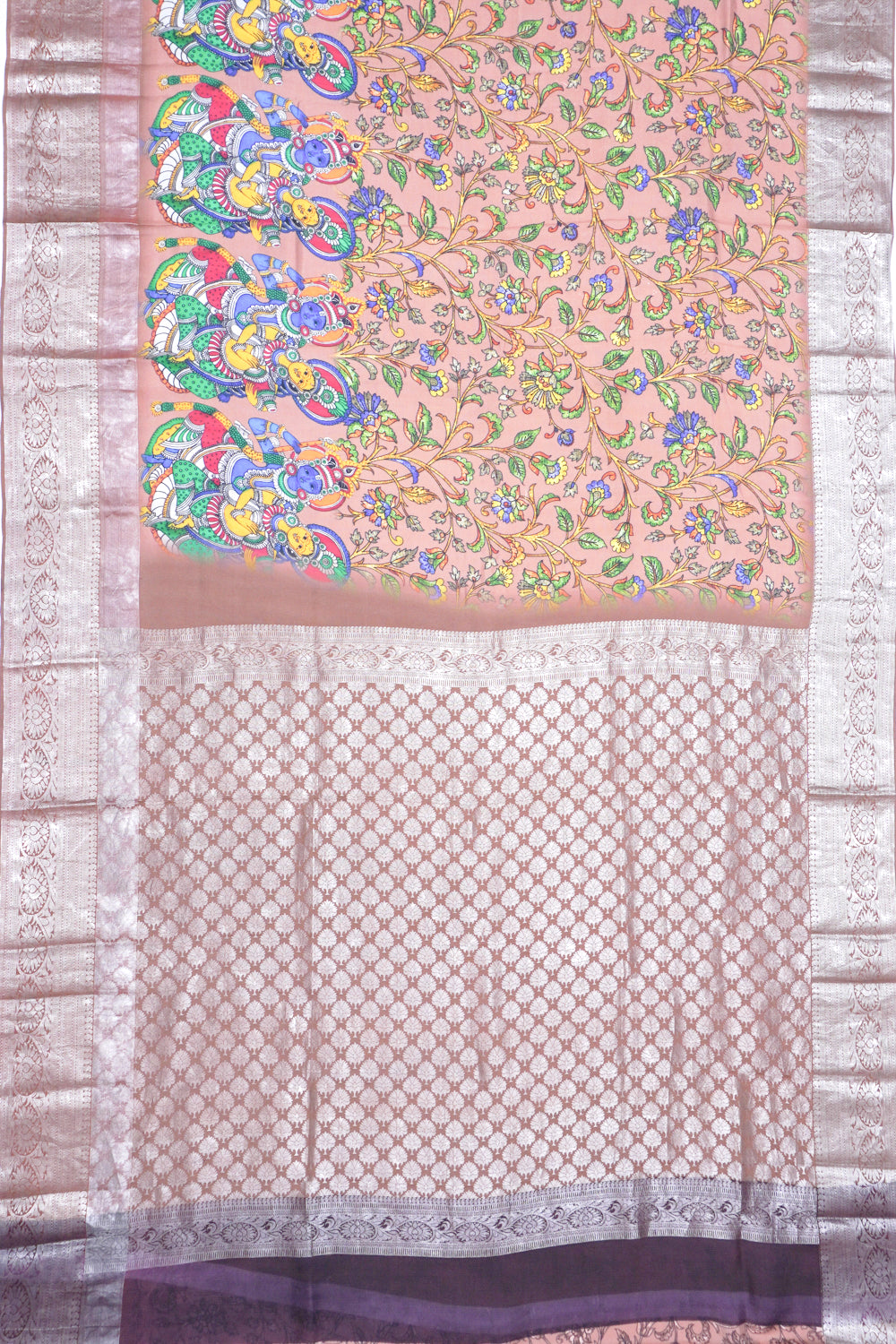 Soft Silk Floral Printed Brown Saree