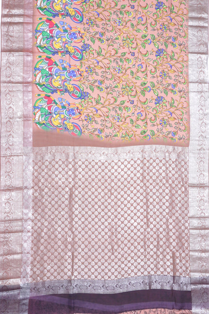 Soft Silk Floral Printed Brown Saree