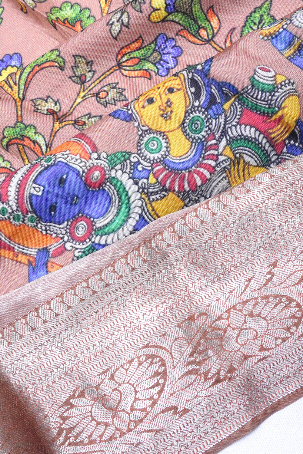 Soft Silk Floral Printed Brown Saree