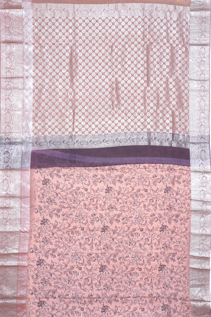 Soft Silk Floral Printed Brown Saree