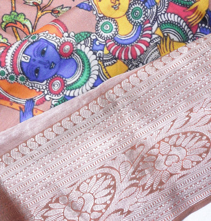 Soft Silk Floral Printed Brown Saree