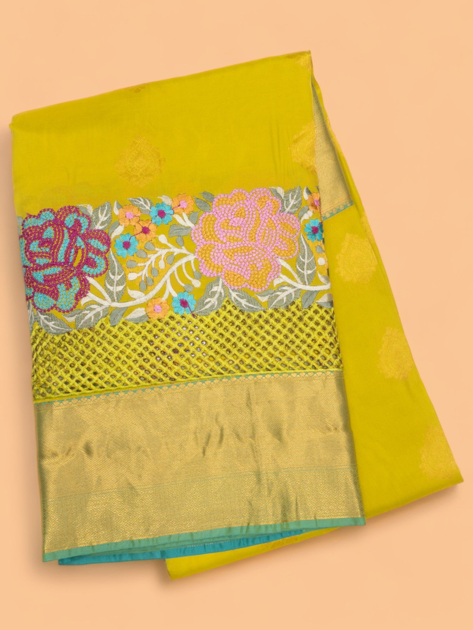 Organza Butta Green Saree With Cut Work