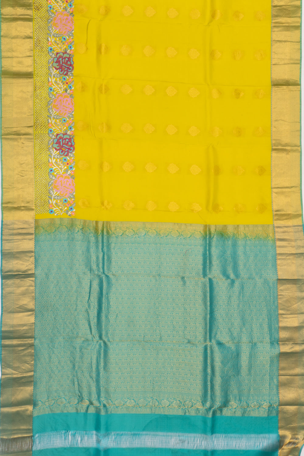 Organza Butta Green Saree With Cut Work