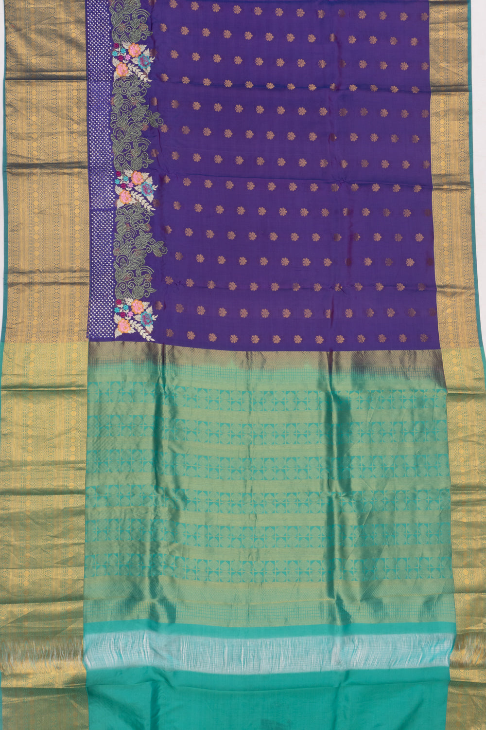 Soft Silk Butta Dark Blue Saree With Cut Work