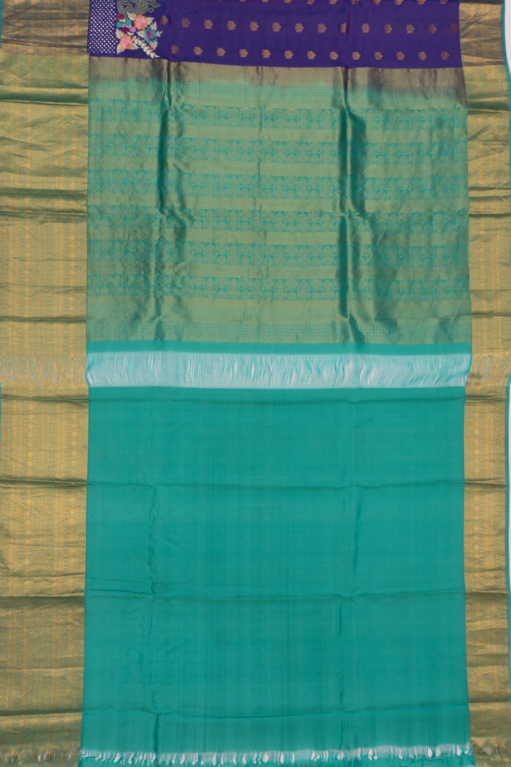 Soft Silk Butta Dark Blue Saree With Cut Work