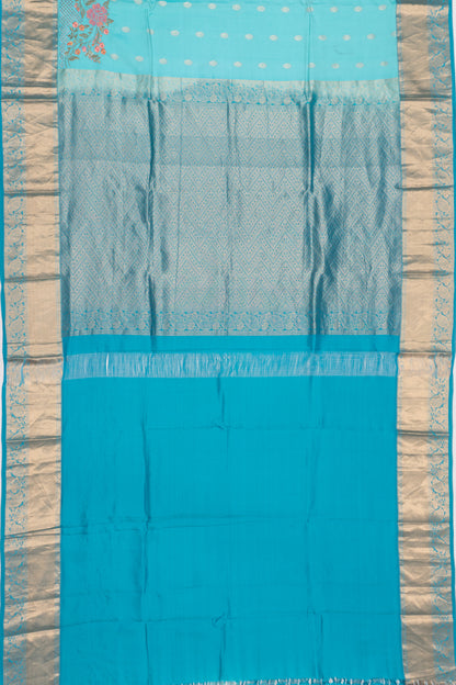 Soft Silk Butta Sky Blue Saree With Cut Work