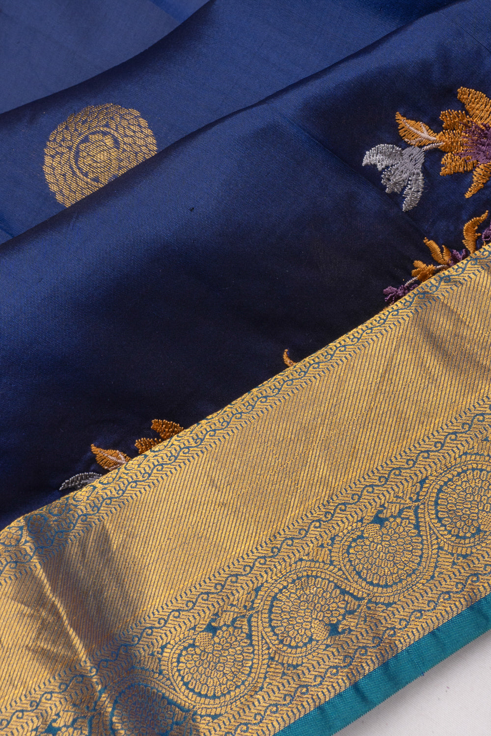 Soft Silk Butta Blue Saree With Cut Work