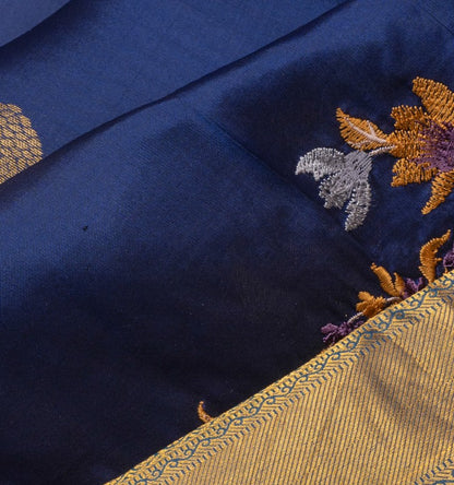 Soft Silk Butta Blue Saree With Cut Work