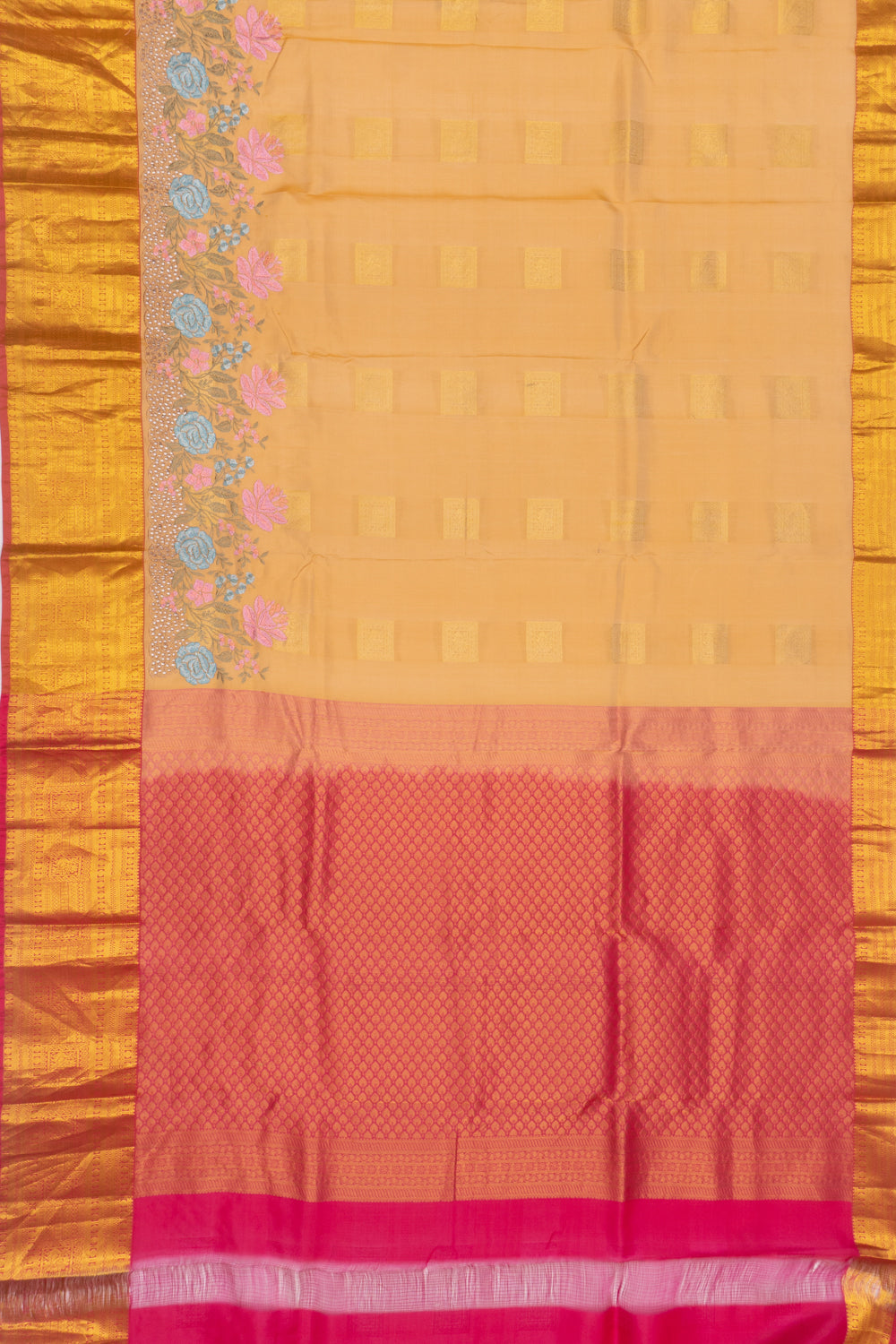 Soft Silk Butta Cream Saree With Cut Work
