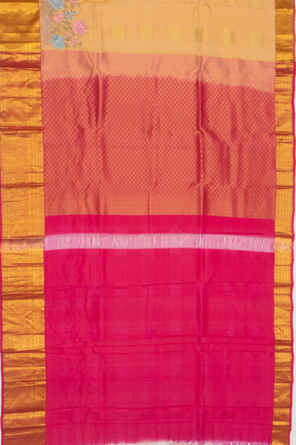 Soft Silk Butta Cream Saree With Cut Work