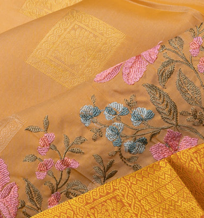 Soft Silk Butta Cream Saree With Cut Work