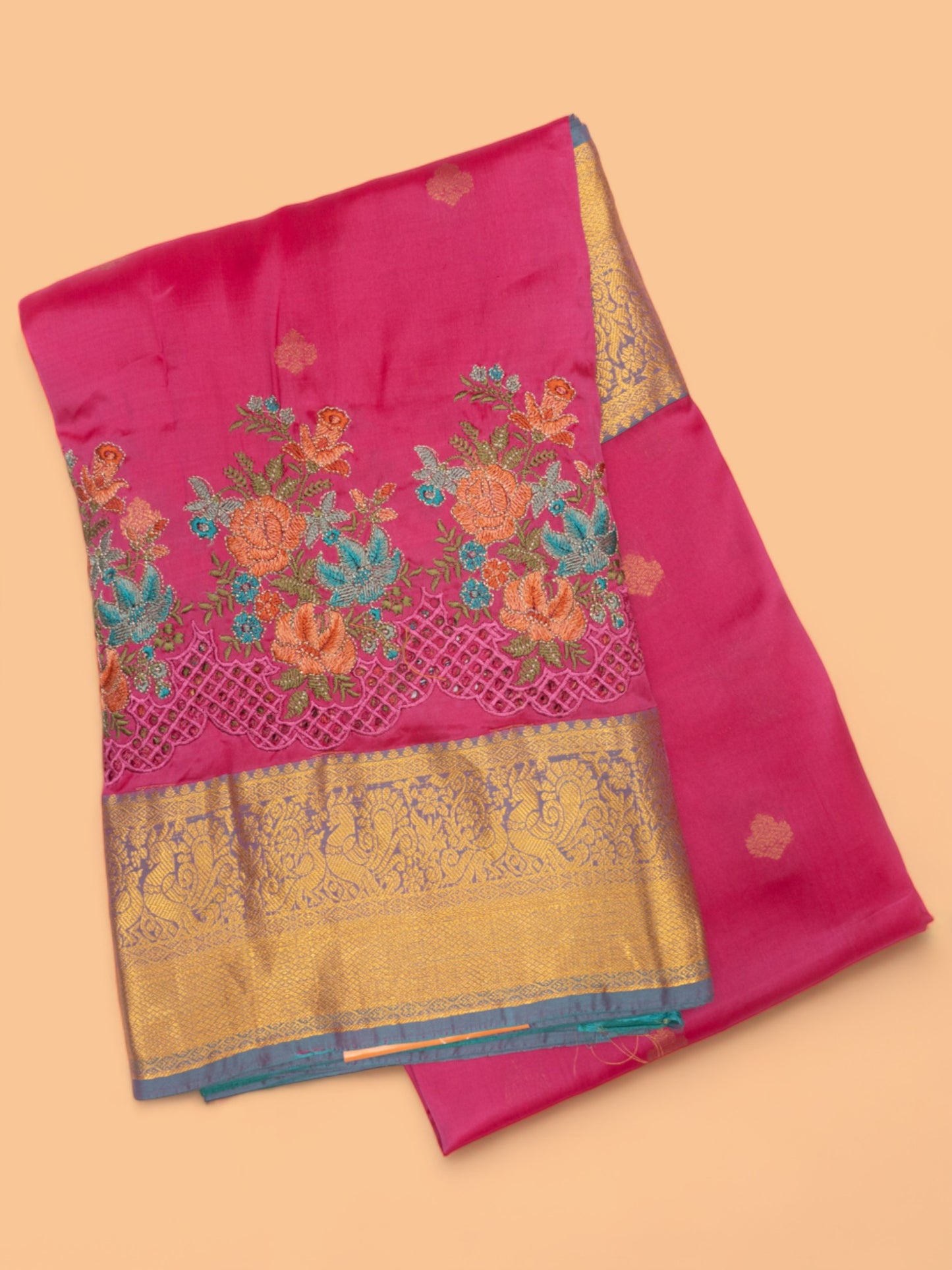 Soft Silk Butta Pink Saree With Cut Work
