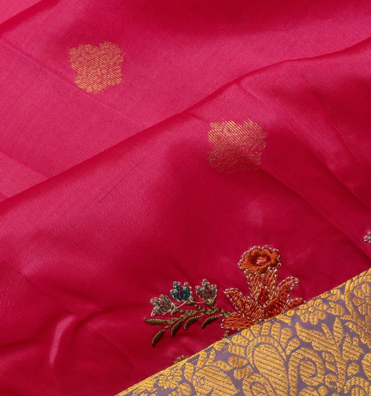 Soft Silk Butta Pink Saree With Cut Work
