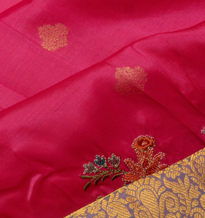 Soft Silk Butta Pink Saree With Cut Work