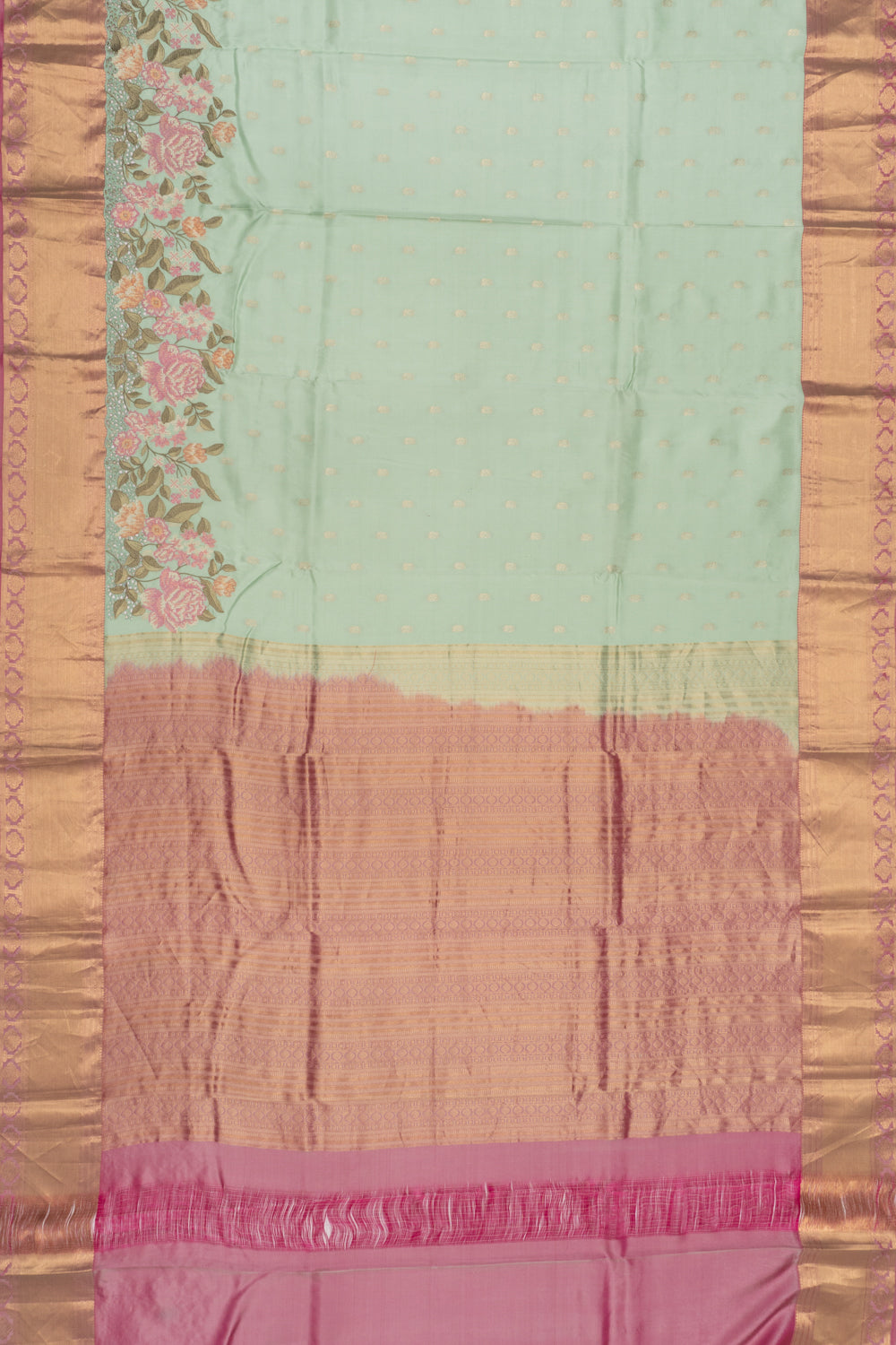 Soft Silk Butta Pastel Green Saree With Cut Work