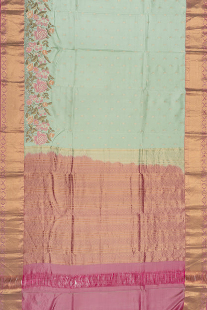 Soft Silk Butta Pastel Green Saree With Cut Work