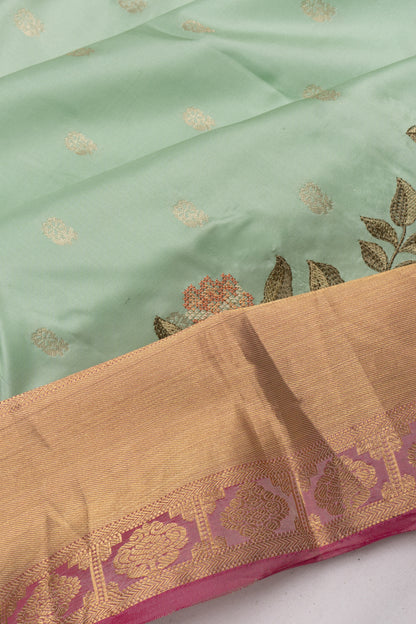 Soft Silk Butta Pastel Green Saree With Cut Work