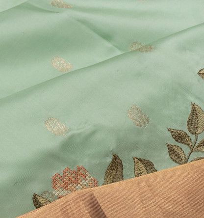 Soft Silk Butta Pastel Green Saree With Cut Work