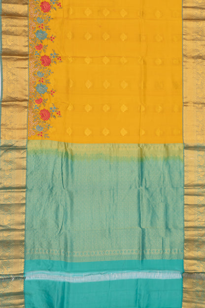 Soft Silk Butta Mustard Yellow Saree With Cut Work