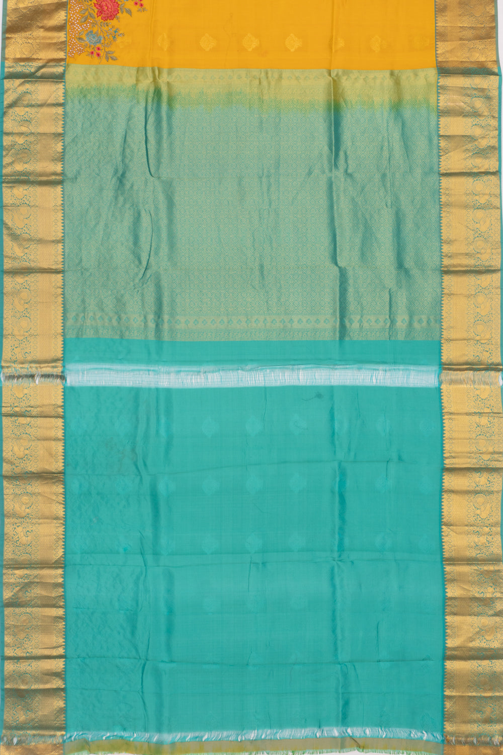 Soft Silk Butta Mustard Yellow Saree With Cut Work