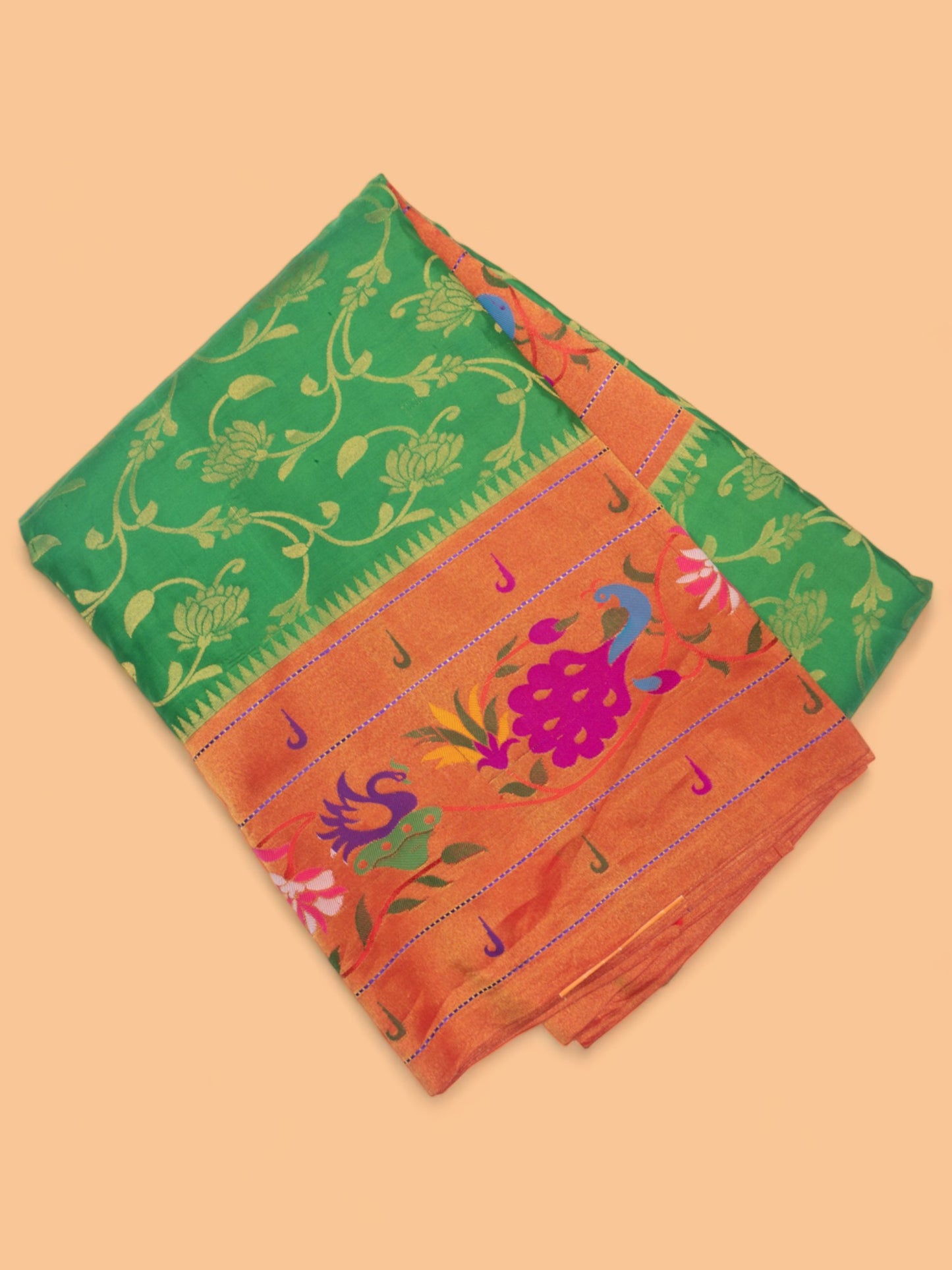 Muniya Silk Jaal Green Saree