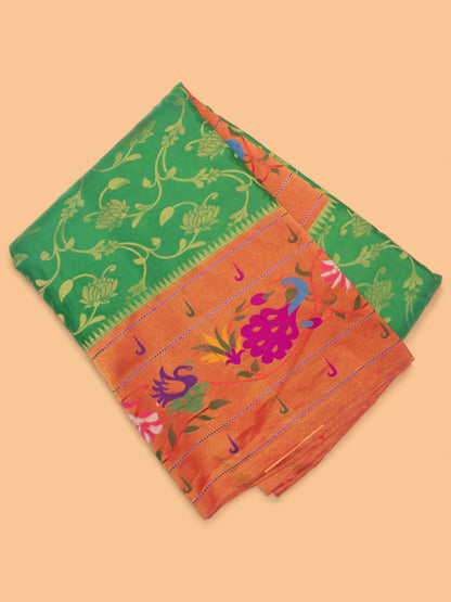 Muniya Silk Jaal Green Saree