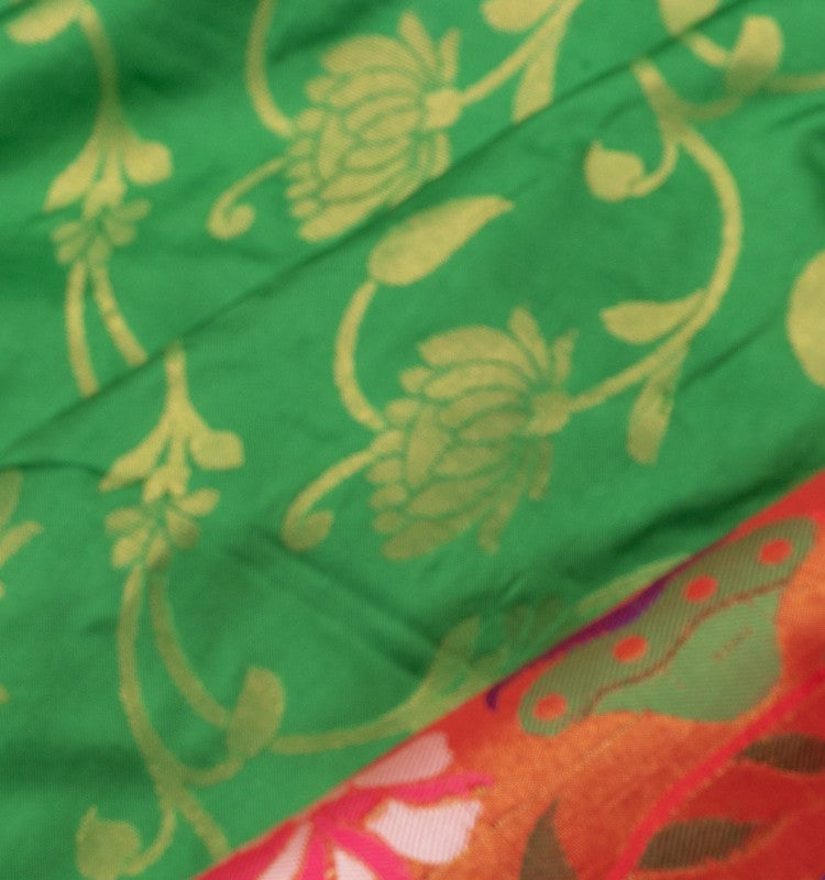 Muniya Silk Jaal Green Saree