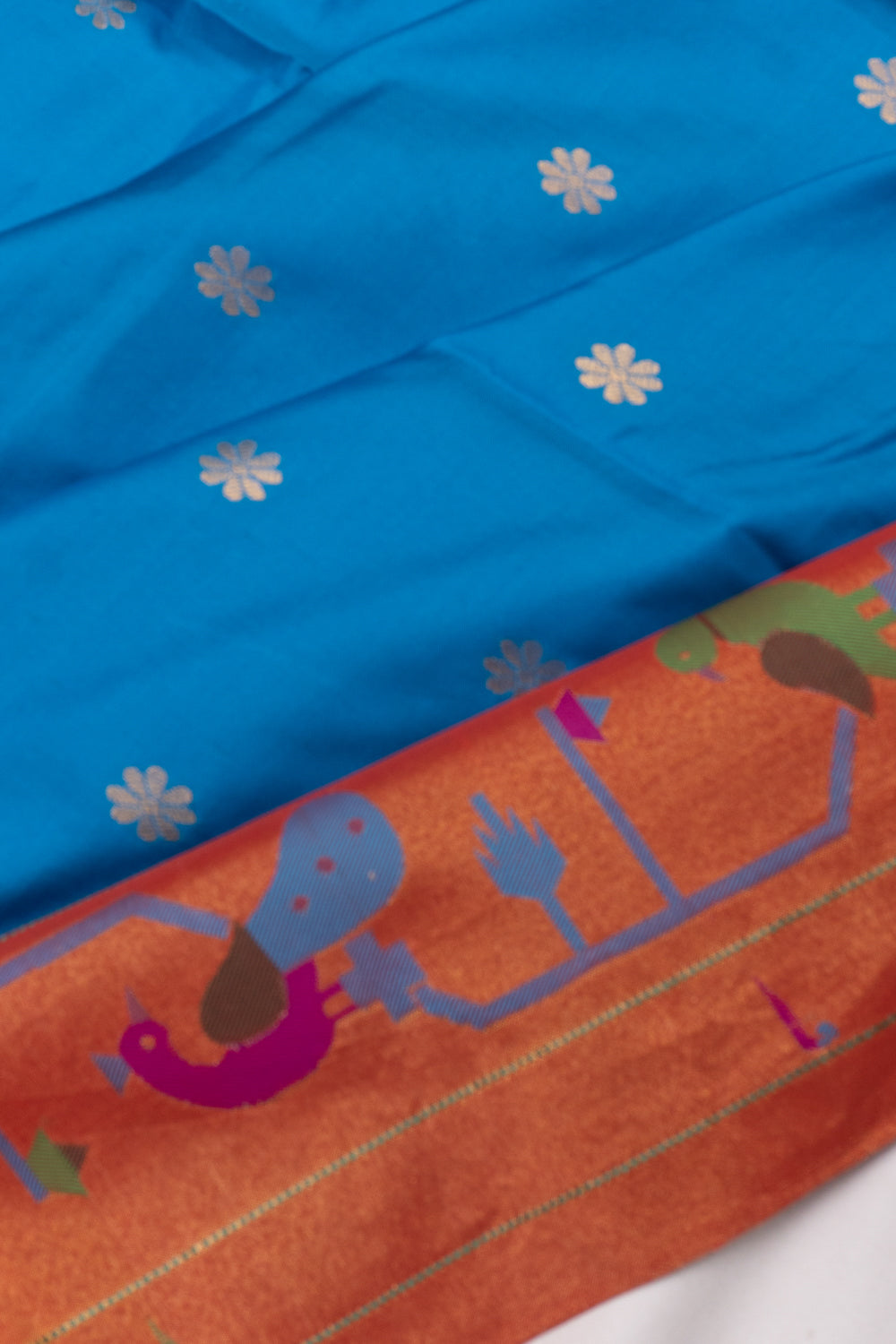Muniya Silk Butta Sky Blue Saree