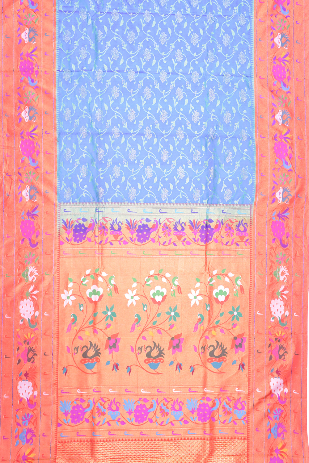 Muniya Silk Jaal Teal Blue Saree